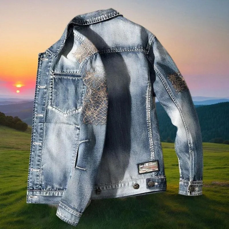 Spring Denim Coat Mens Retro Wash Slim Jacket European Heavy Youth y Top High Appearance Level Shop Sales 250703