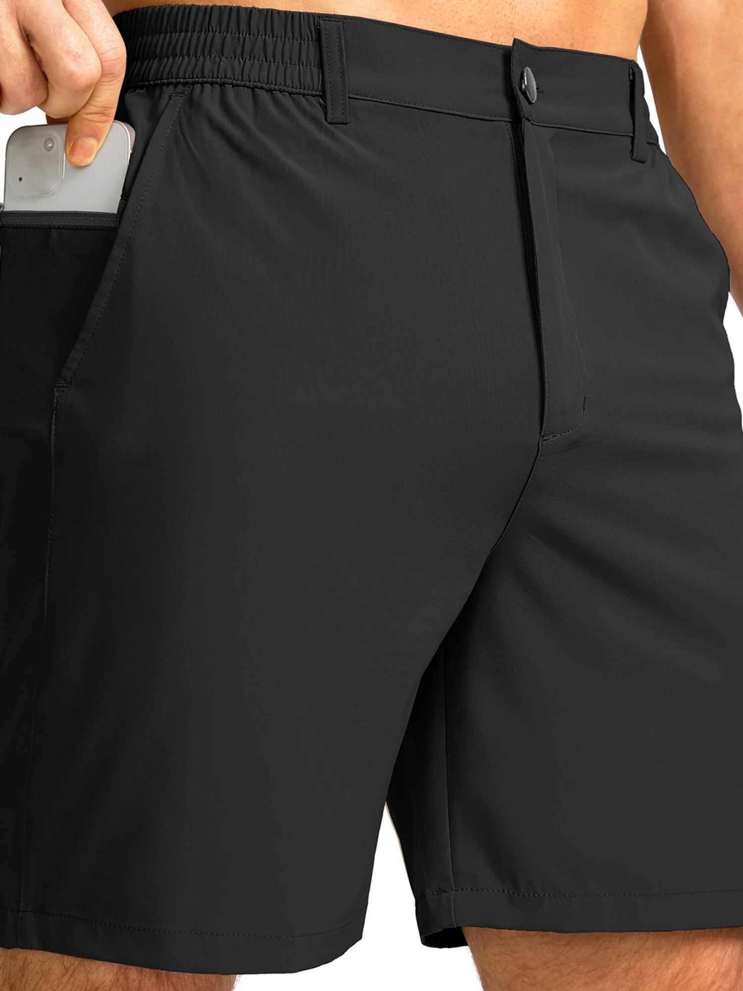 Men s Solid Color Casual Golf Shorts with Elastic Waistband and Pockets for Work or Outdoor Activities Perfect for Daily Use W250718