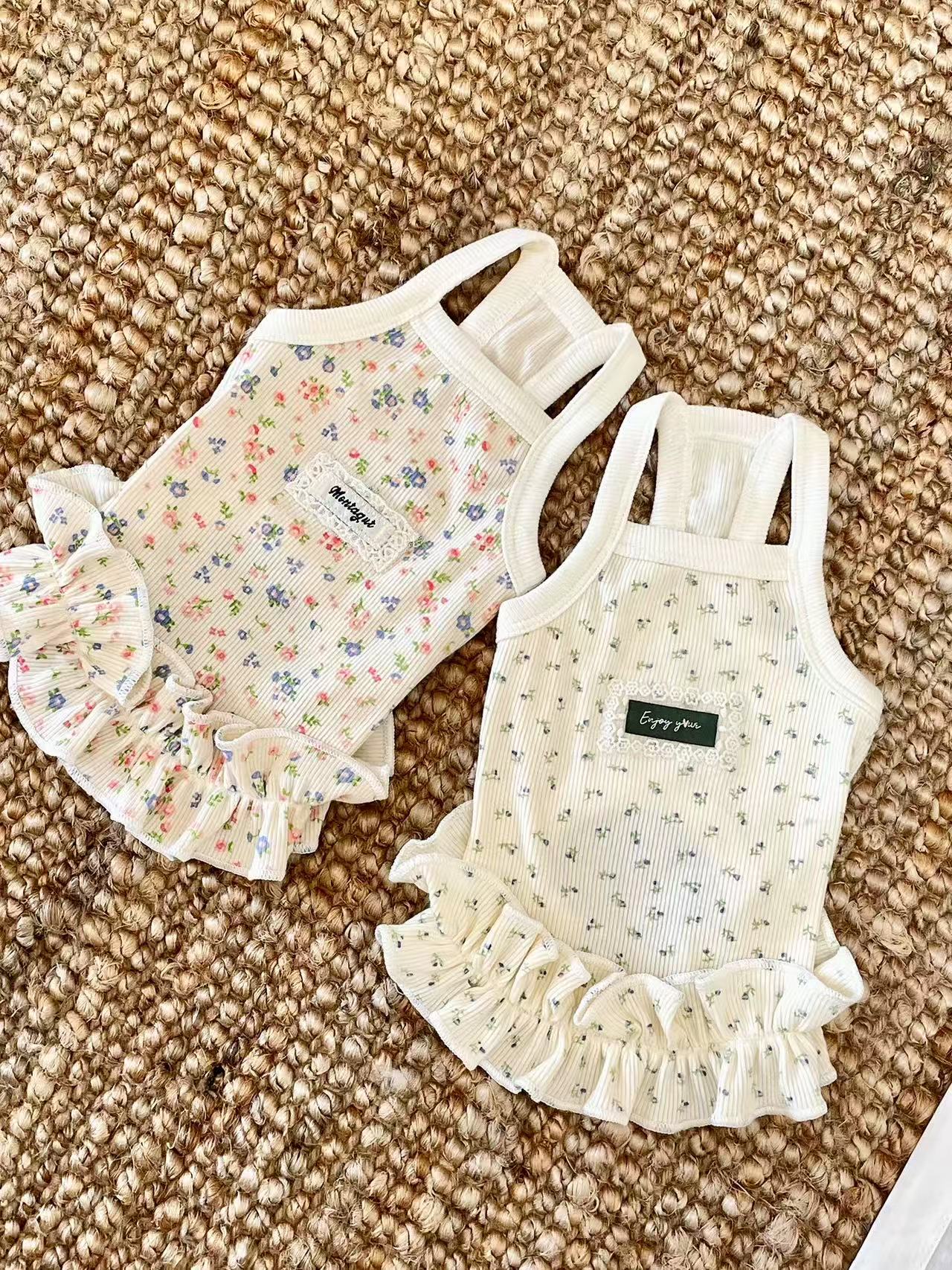 T745 Original Navy Collar Sleeveless T-Shirt Dog Small Dog Clothes Striped Bichon Schnauzer Vest