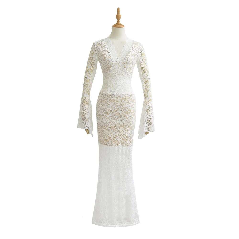 Lace For Women Early Autumn French Style Elegant Long Bodycon Slim Waist Dress Ins B5