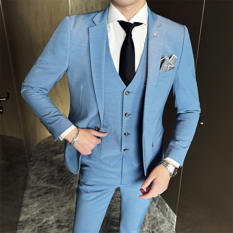 H799Men's three-piece suit business slim casual wedding dress groom suit