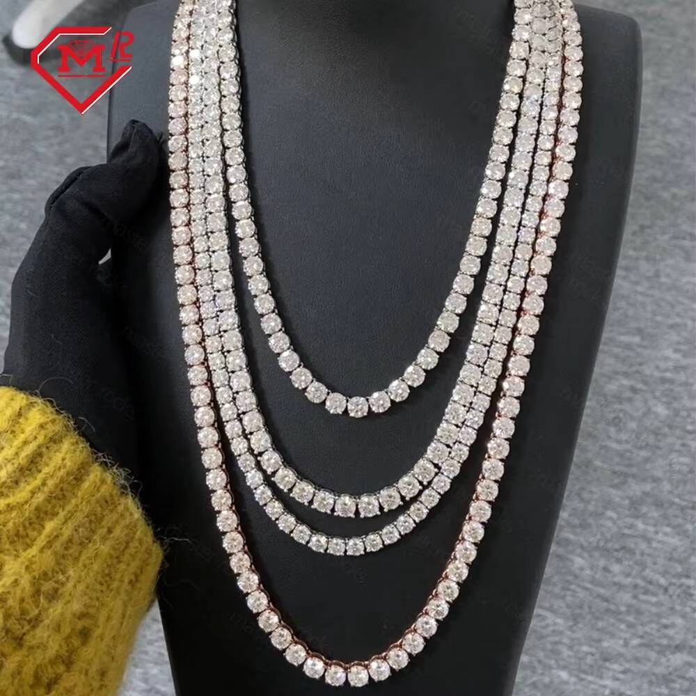 Best Quality 925 Silver Tennis Chain 3MM 4MM VVS Iced Out Ready to Ship Moissanite Tennis Chain