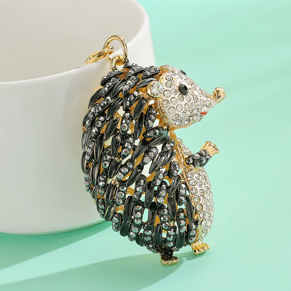 Rhinestone Hedgehog Bag Charms Cute Animal Metal Keychain Hanging Decoration Car Cute Pet Decoration