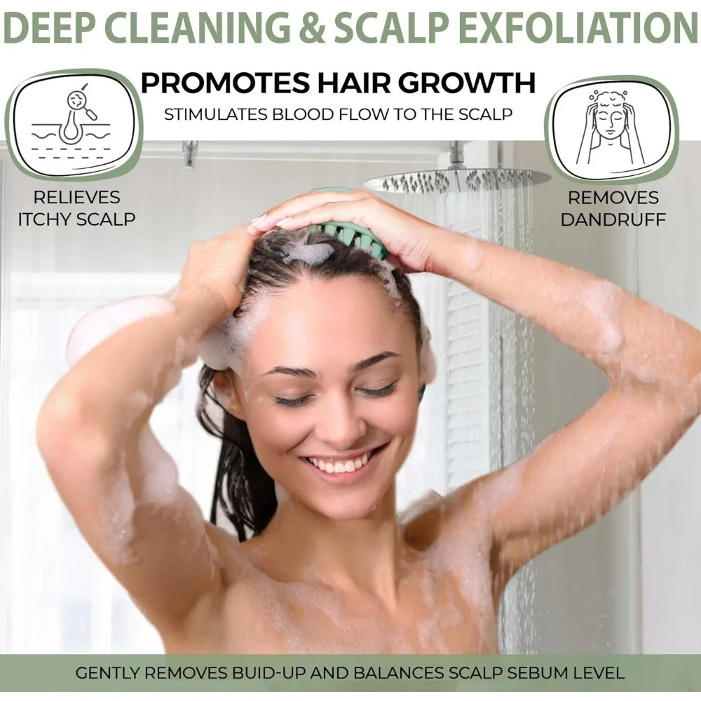 Scalp massage silicone scalp scrubber and exfoliator for dandruff and scalp brush for wet and dry hair 250716