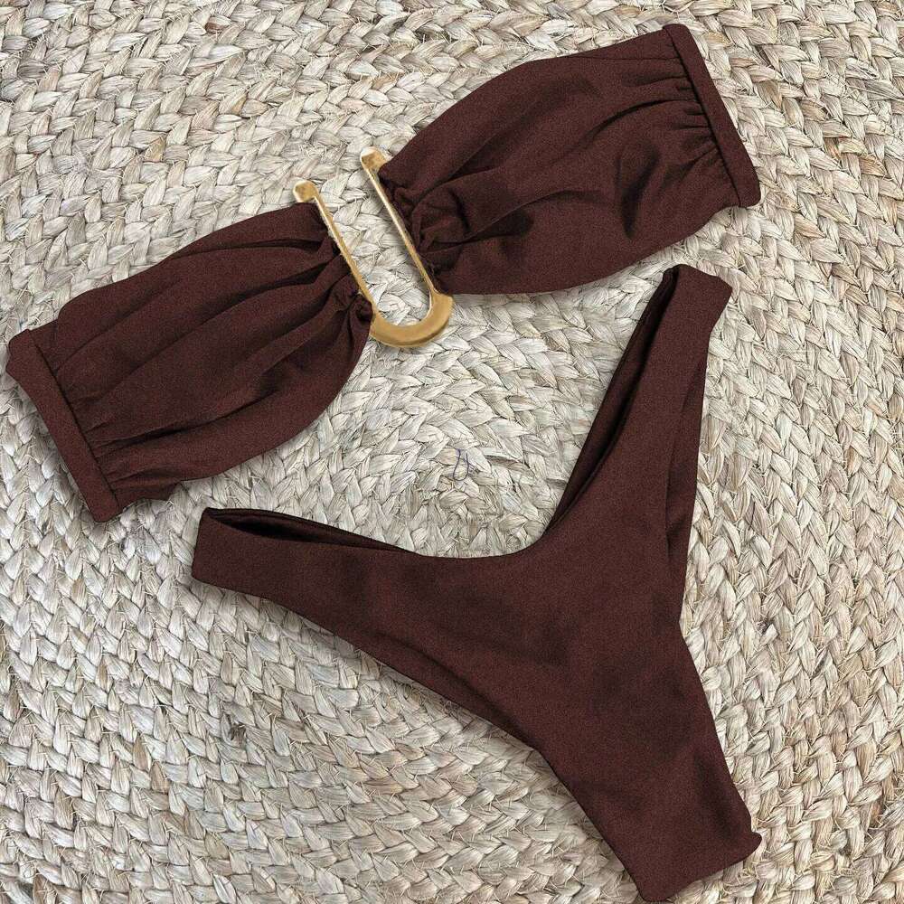 Bandeau Sexy Bikinis Women Swimsuit Push Up Swimwear Shiny Biquini Female Bathing Suits Bikini Set Bodysuit Beachwear