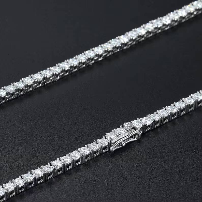 5mm Tennis Chain 925 Sterling Silver Necklace 10K Gold Plated Iced Out VVS Moissanite Tennis Chain