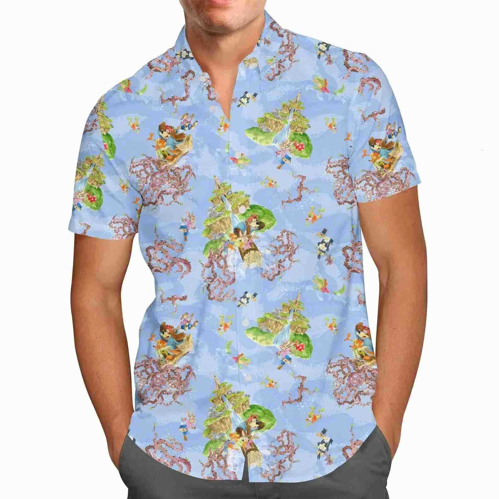 Disney Comic Book Mickey Mouse Friends Hawaiian Shirt Disney Mens Button Down Short-Sleeved Shirt Mickey Mouse Hawaiian Beach Shirt W250718