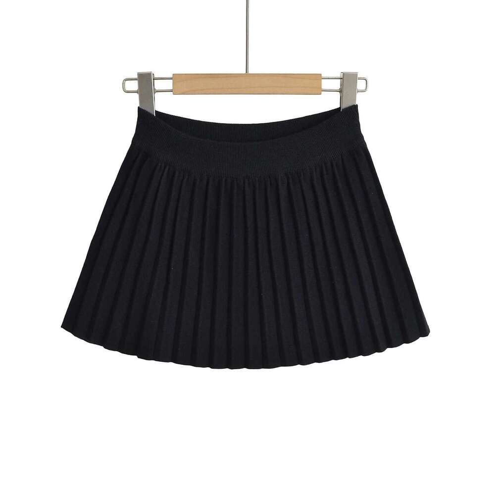 Pure Desire Hot Girl Style High Waist Knitted Sexy Body-Flattering Long-Leg Pleated Summer Internet Celebrity Half-Length A-Line Skirt Ins B5