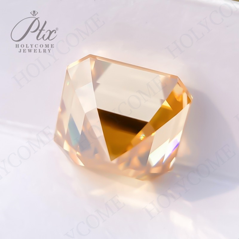 Moissanite Stone Asscher Cut Champagne Original Color VVS1 Gemstone GRA Certificate Various Sizes High Quality Synthetic Moissanite Diamonds