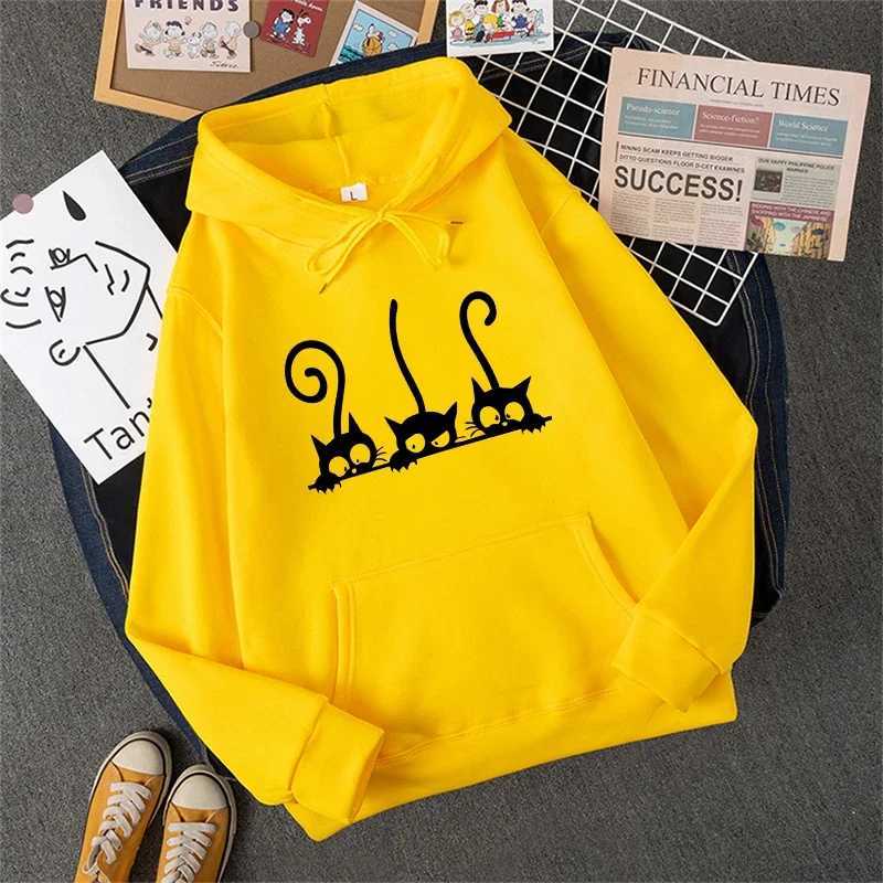 New Womens Sweatshirts Cute Cat Printing Home Party Casual Hoodies Loose Sports Pullover Tops Autumn Winter Daily Womens Clothing XJ250717