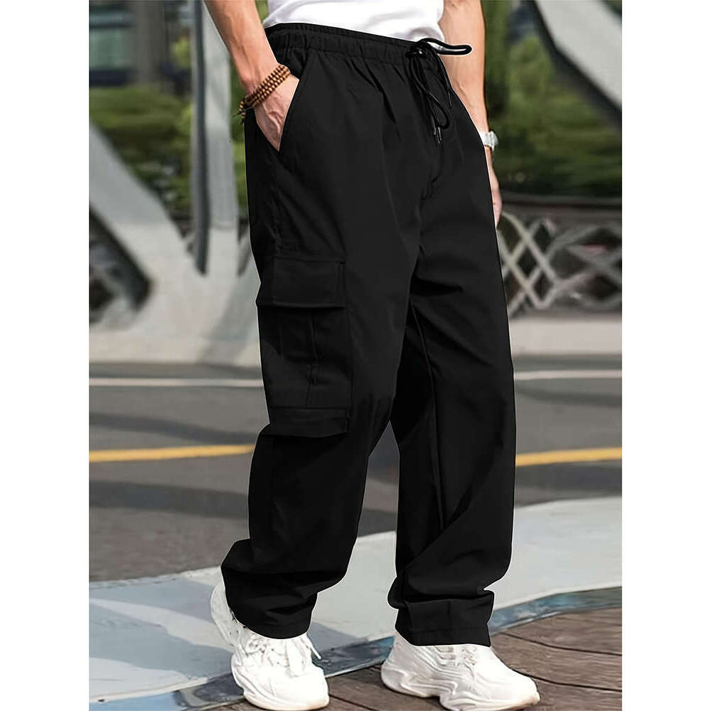 Spring Summer New Men's Cargo With Drawstring And Multiple Pockets Casual Long Pants B5