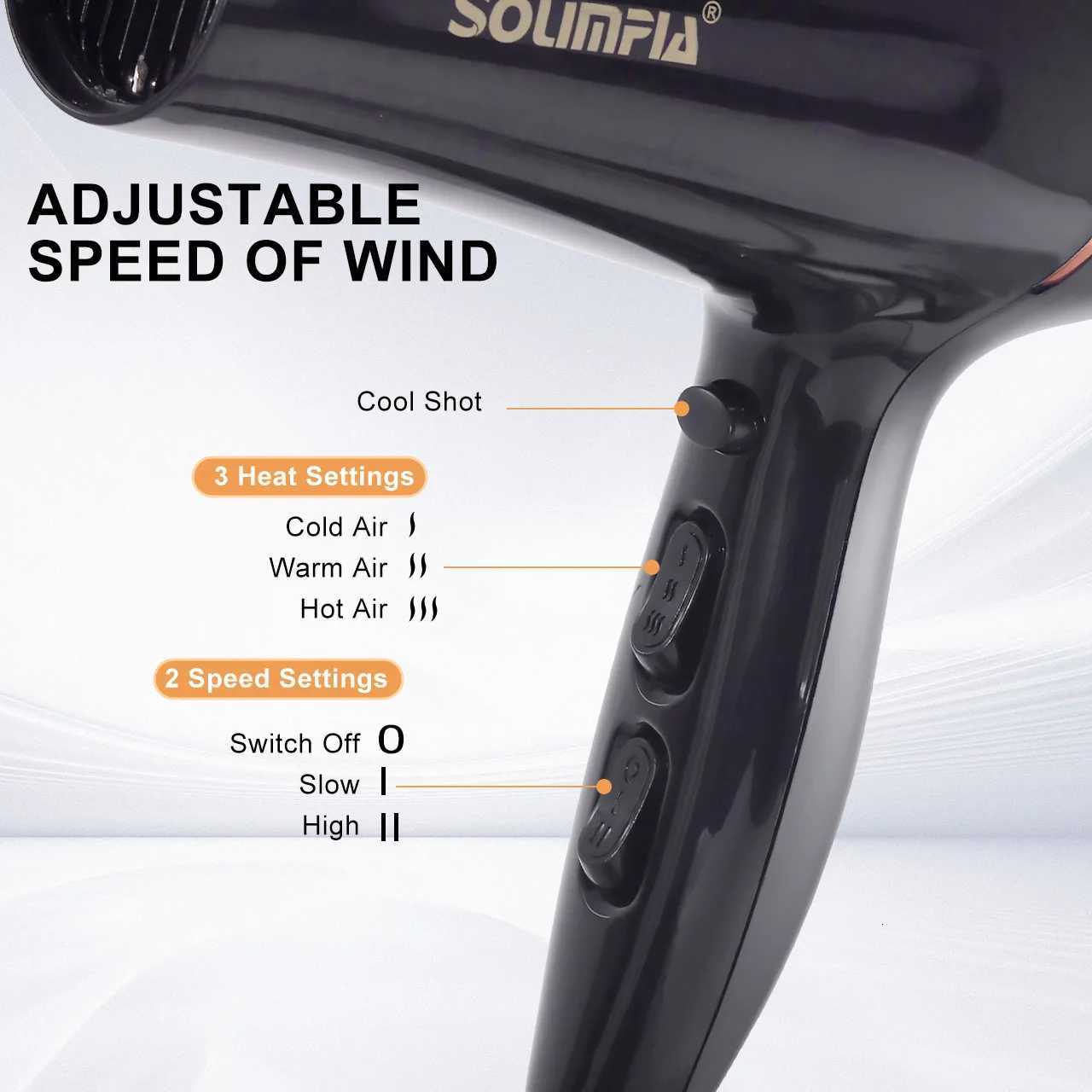 6-Level Professional Hair Dryer Salon Industrial Grade Quick Drying High Temperature Hair Styling Tool for Home W250718