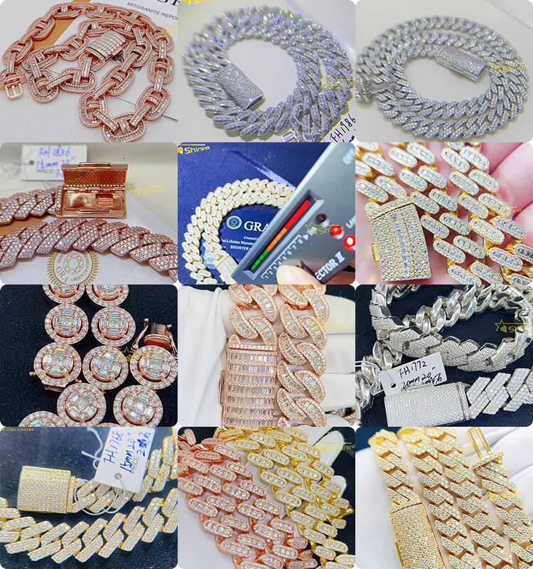VVS Moissanite GRA Certificate Ice Out Diamond Mens Bracelet Necklace 925 Sterling Silver Moissanite Cuban Chain