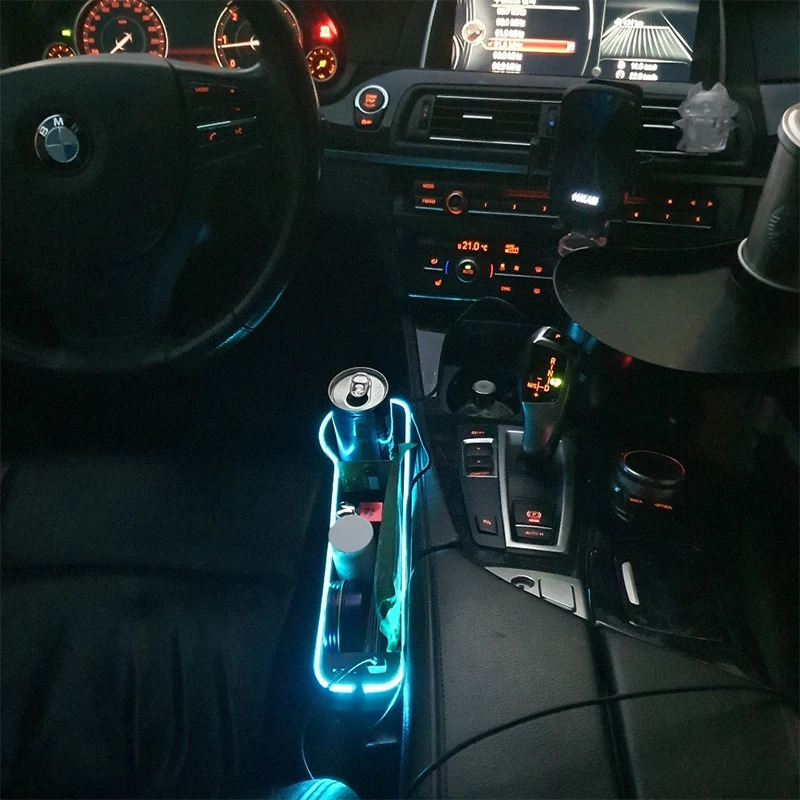 LED Car Seat Crevice Storage Box Car Organizer Seat Gap Filler Cup Holder With 2 USB Charger Stowing Tidying Car Accessories 250715