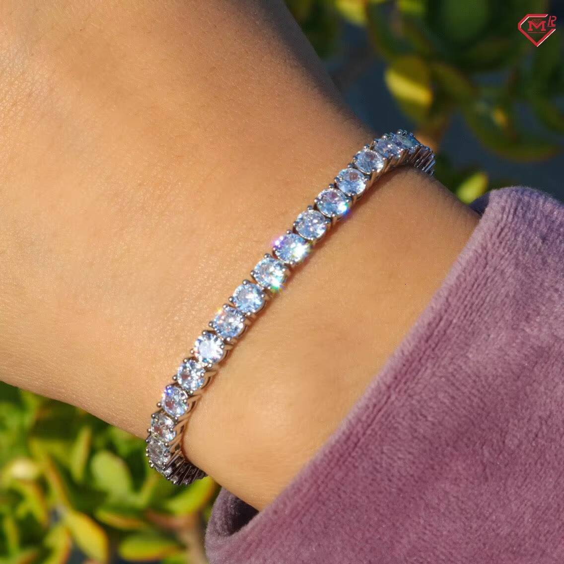 4mm Moissanite Tennis Chain in Stock Women Men 925 Sterling Silver Hiphop VVS Moissanite Tennis Chain