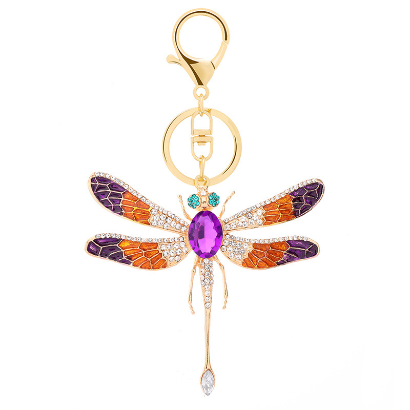 Free Shipping Diamond Dragonfly Bag Charms Fashionable Metal Keychain Hanging Women Bag Accessories