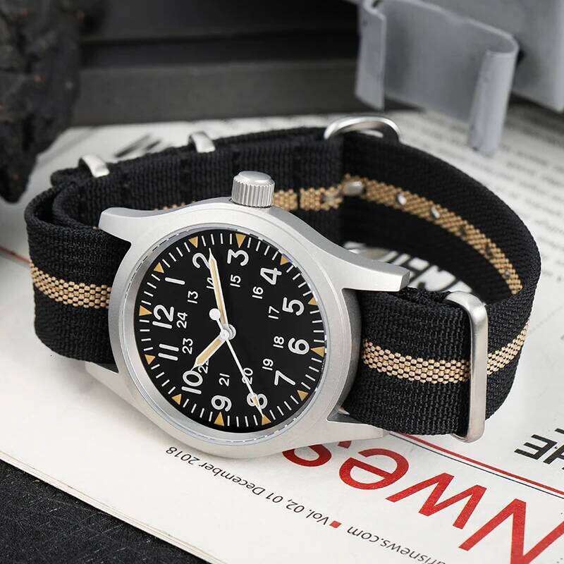 Militado ML05 38mm Military Field Watch VH31 Sweep Quartz Movement Domed Sapphire Crystal Waterproof 100M Super Luminous Watches free shipping