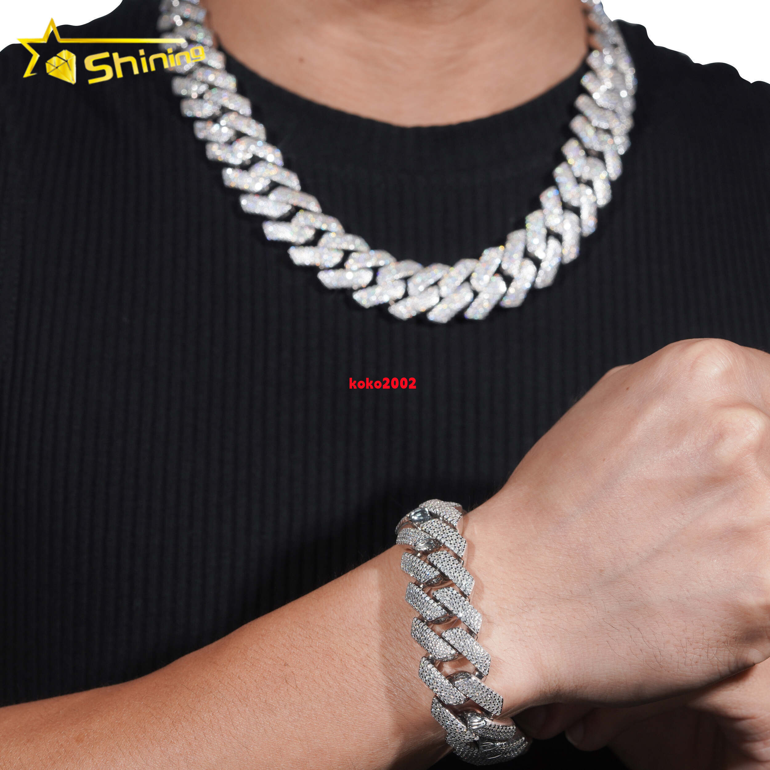 Ready to Ship 20MM Heavy Cuban Chain Sterling Silver 925 VVS Moissanite Hip Hop Cuban Link Chain Bracelets Cheapest Price Jewel