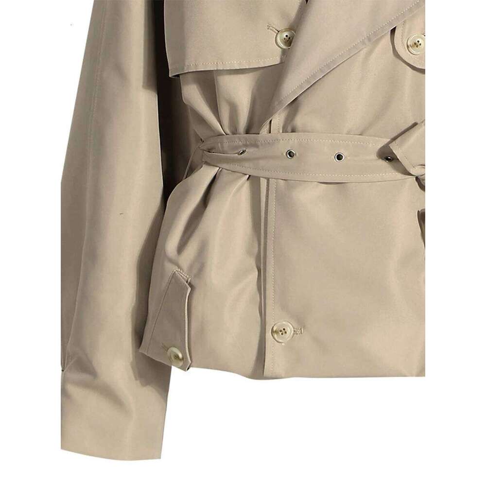 CHICEVER Oversize Spliced Lace Up Jacket For Women Lapel Long Sleeve Patchwork Double Breasted Casual Short Trench Female Autumn