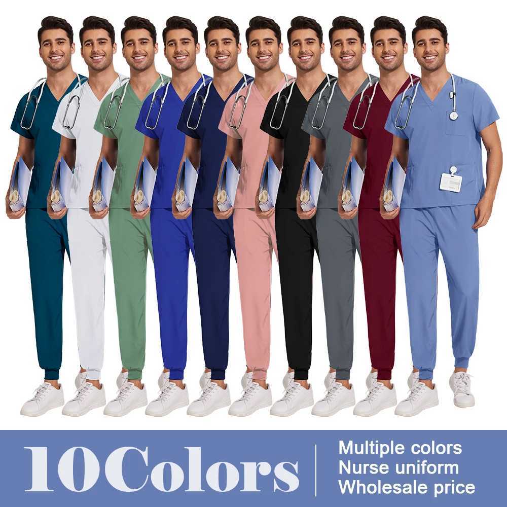 Dental Clinical Nursing Uniform Sets Short Sleeve Medical Scrub Uniform Women Men Anti-Wrinkle Surgical Uniforms Hospital Scrubs Z250718