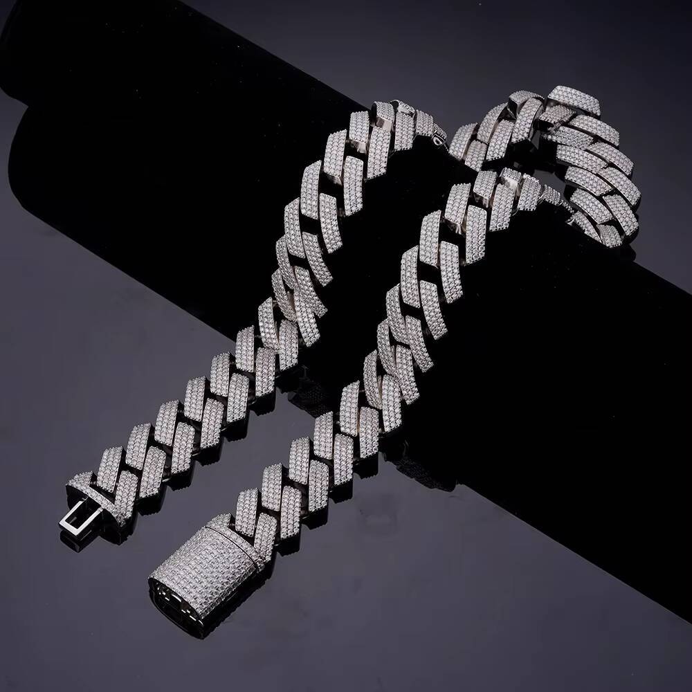 Vvs Moissanite Diamond CZ 925 Sterling Silver Brass Cuban Link Chain Necklace Iced Out Custom Miami Cuban Link Chain for Men