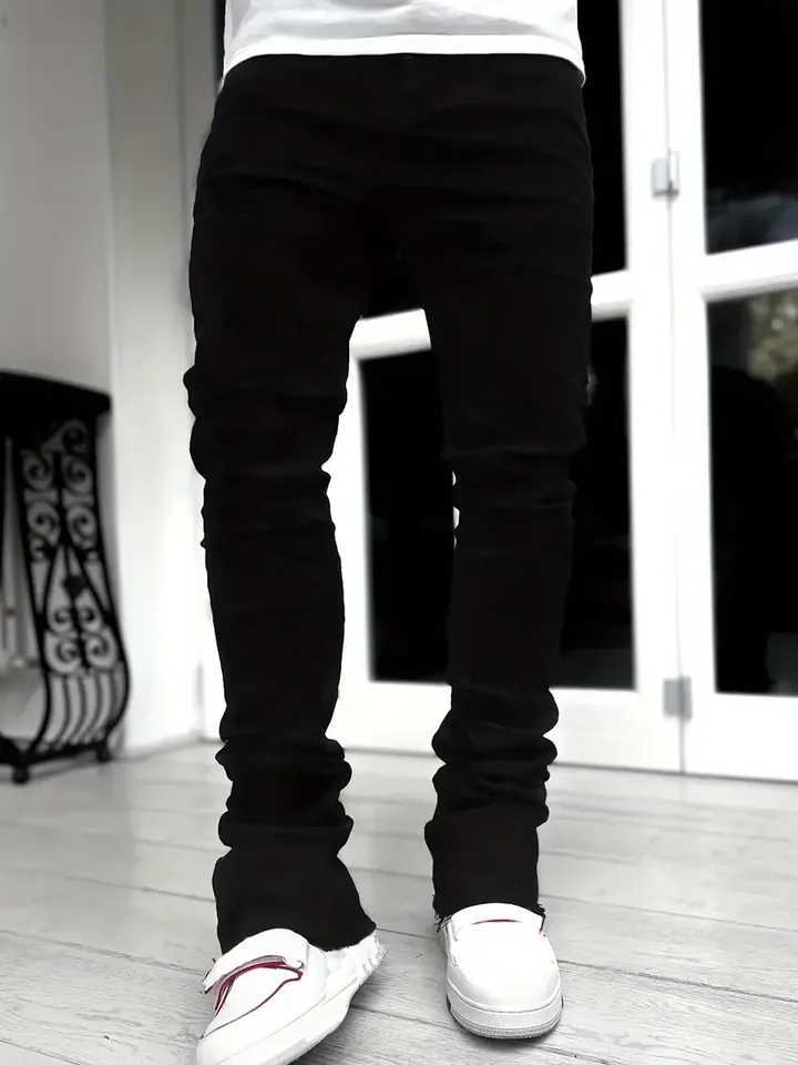 New Men Stretch Skinny Jeans Fashion Casual Slim Fit Denim Trousers Black Flared Pants Male Brand Clothing X250718