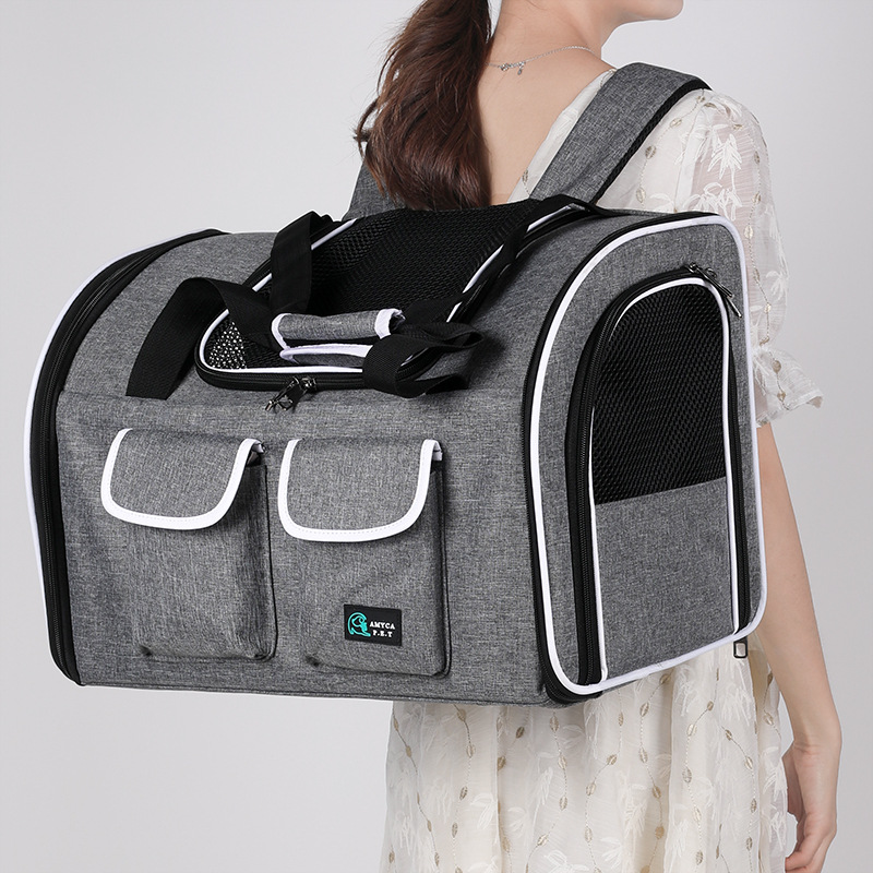 Beni Pet Breathable Double Shoulder Pet Carrier Bag with Side Opening - Large Capacity Cat & Dog Travel Backpack