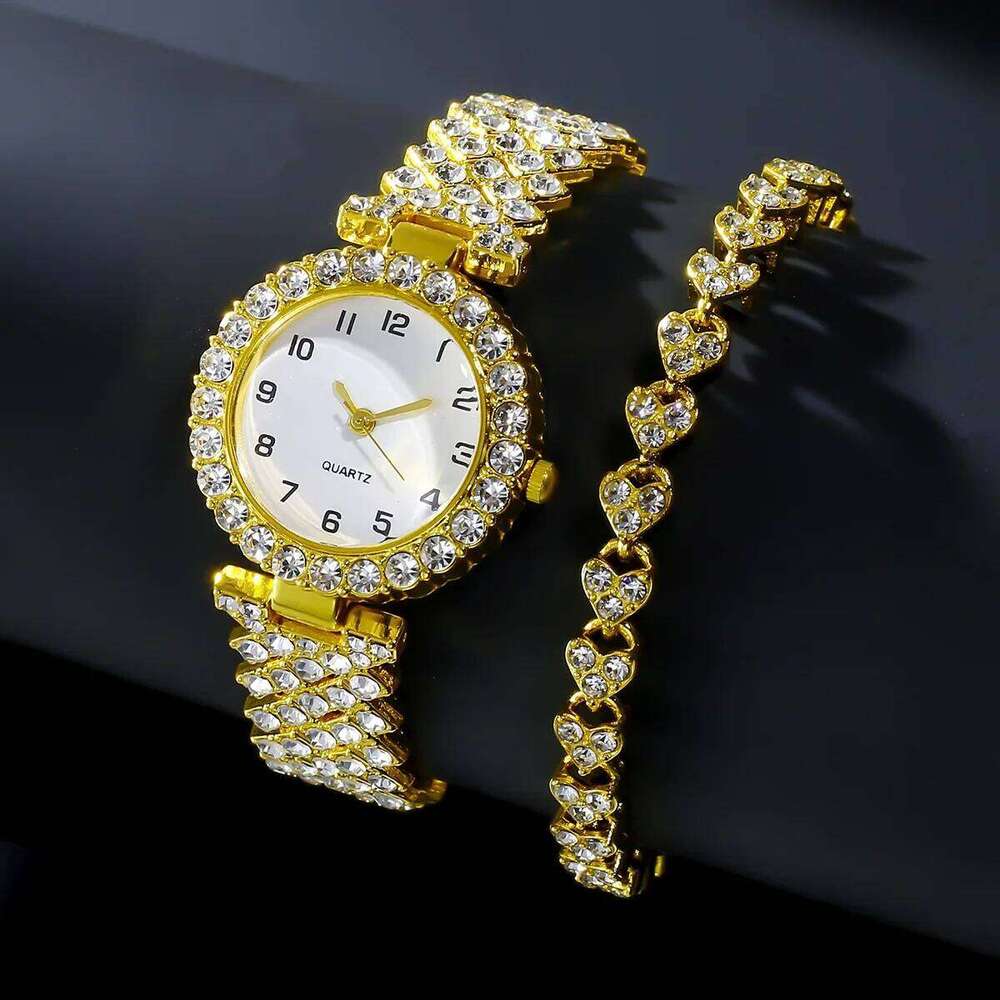 free shipping 2024 2pcs Fashion Women Watch Sier Strap Quartz Wristwatch Alloy Bracelet for Ladies Jewelry Set Clock Gift free shipp