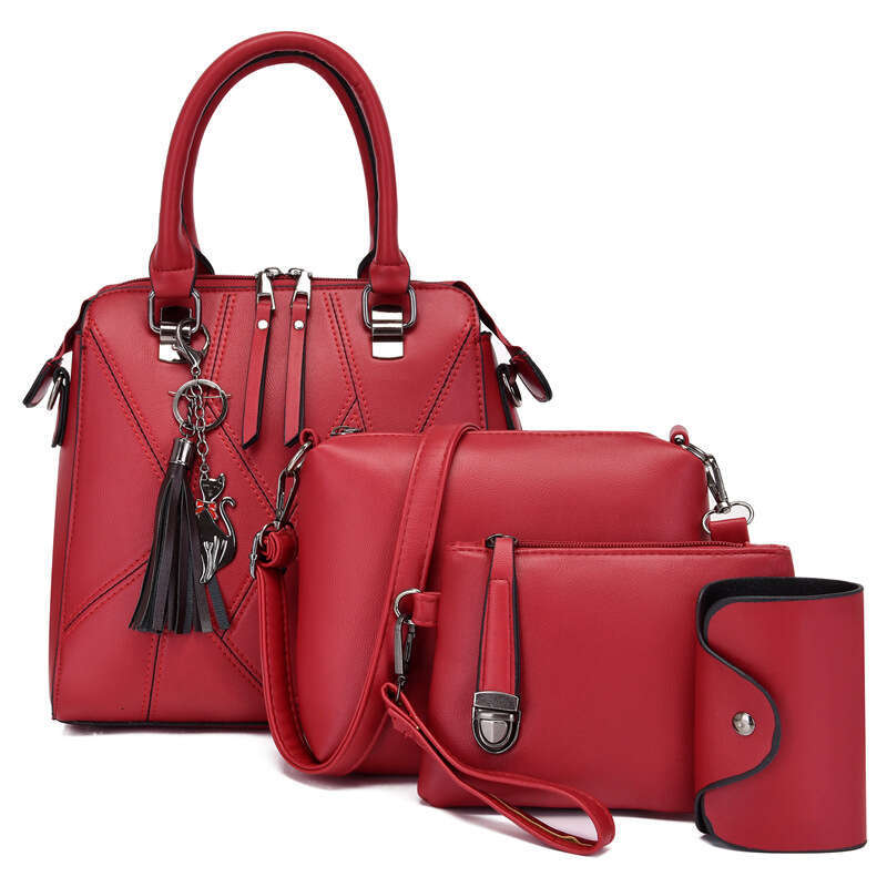 New Style Patchwork Simple Four-Piece Set Mother-Daughter Large Capacity Shoulder Handbag Crossbody Bag