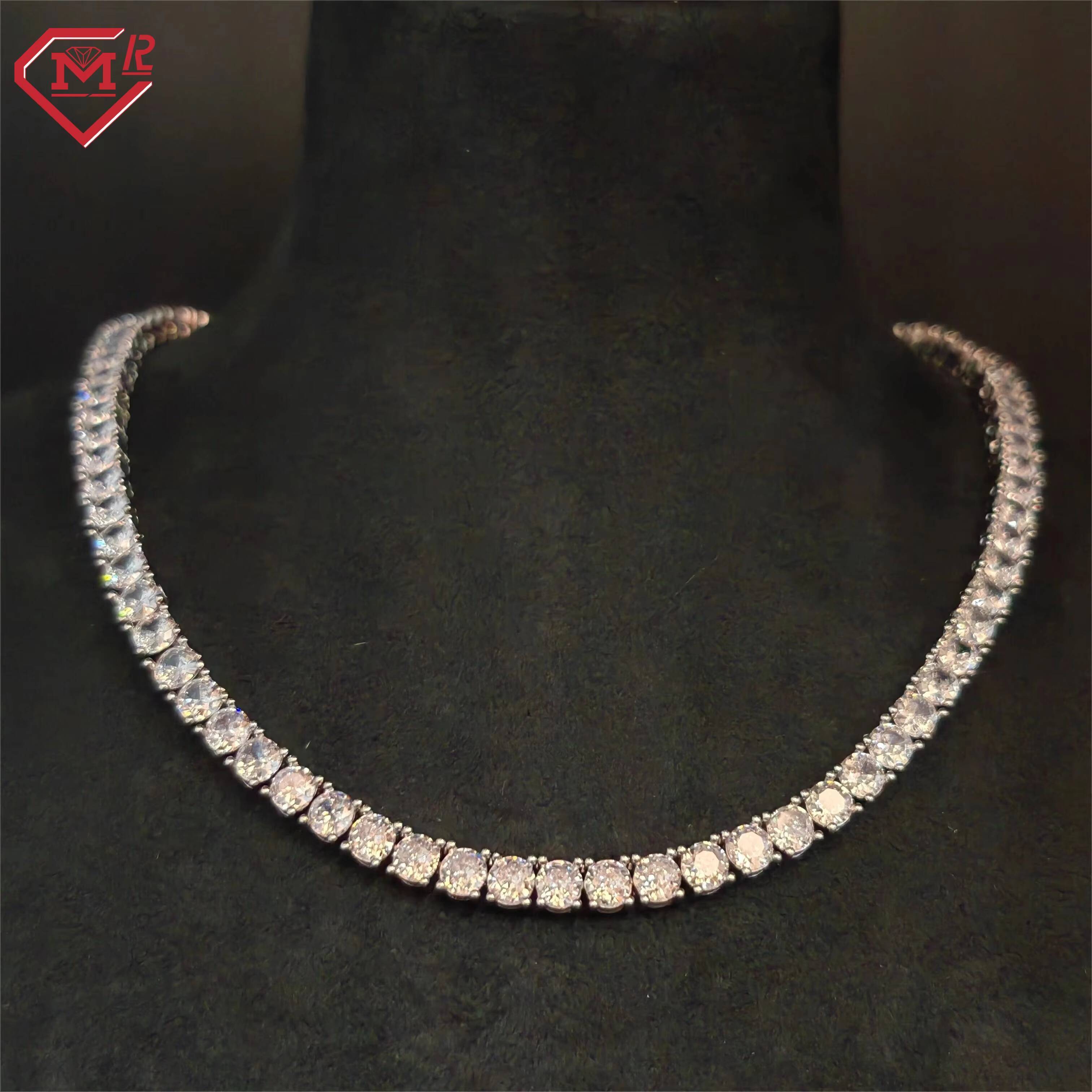 Hiphop 6mm Moissanite Tennis Chain D Vvs Diamond 925 Silver Moissanite Tennis Necklace