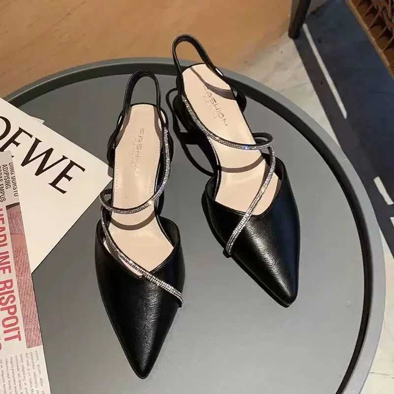 New Wens Fion Comfortable High H Wens Shoes Slip-on Pointed Toe Rhinestone Sandals Womens Shoes Y250716