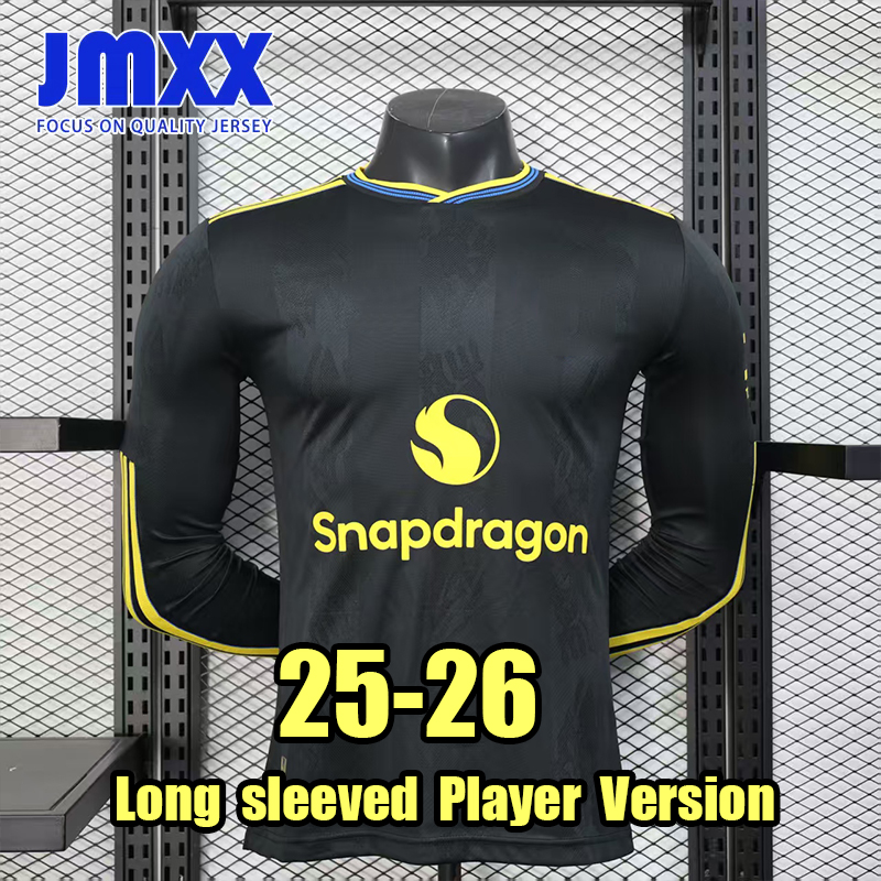 JMXX 25-26 Long Sleeve Player Version Soccer Jersey Home Away Third Hojlund Rashford Antony Zirkzee Fernandes Mainoo Martinez Cantona Cunha Man Football Shirts 2025