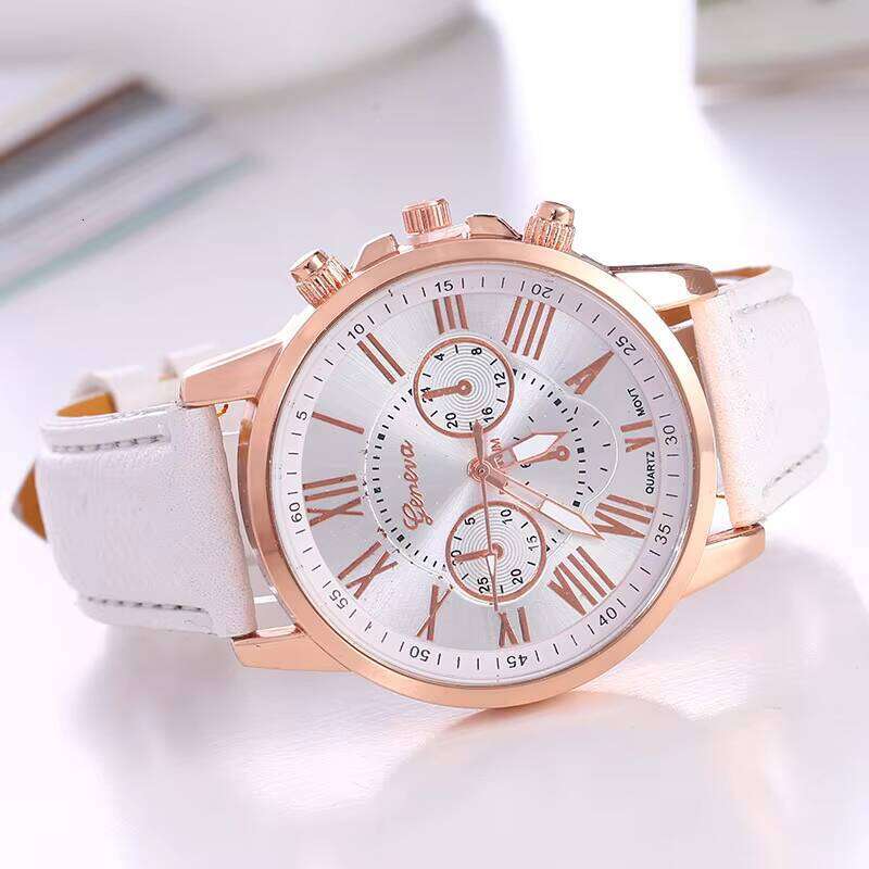 Geneva Style Quartz Watch - 40mm PU Leather Strap Fashion Watch for Women (14 Colors) | Minimalist Dress Timepiece