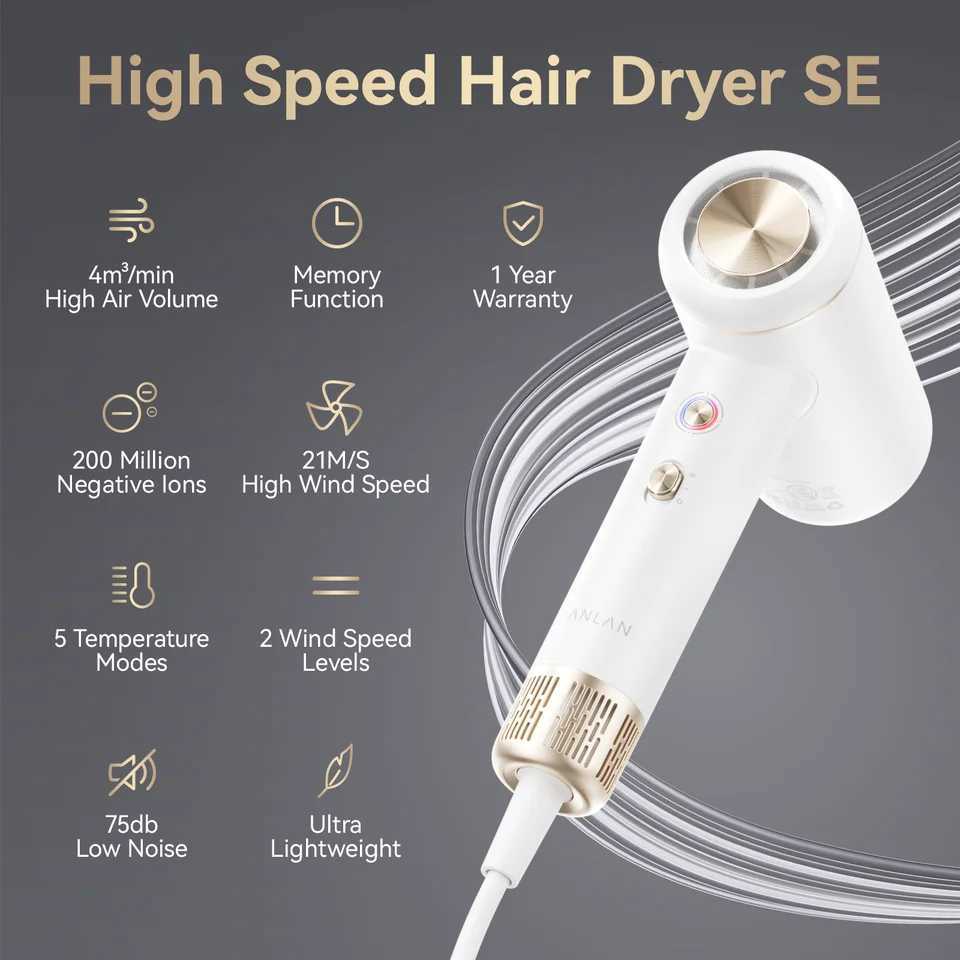 ANLAN High Speed Hair Dryer SE 200 Million Negative Ions Care Hair 110000 Rpm Chuitsk Drying Ultralight Professional Hair Dryer W250718