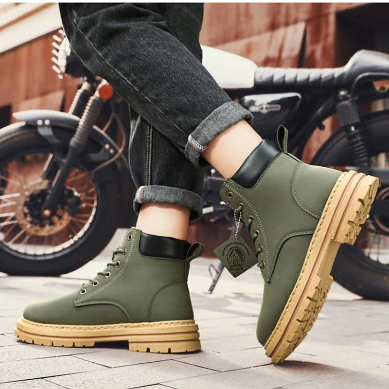 Mens Footwear Resistant Waterproof High-top Motorcycle Boots Soft Bottom Work Clothes Anti-slip Yellow Boots Men Cowboy Boots 250715