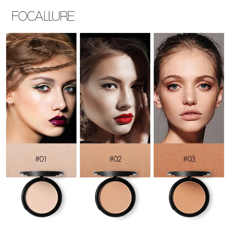 Focallure Mineral Face Pressed Powder 3 Colors Waterproof Natural Concealer Contouring Makeup Face Powder Oil Control 250716