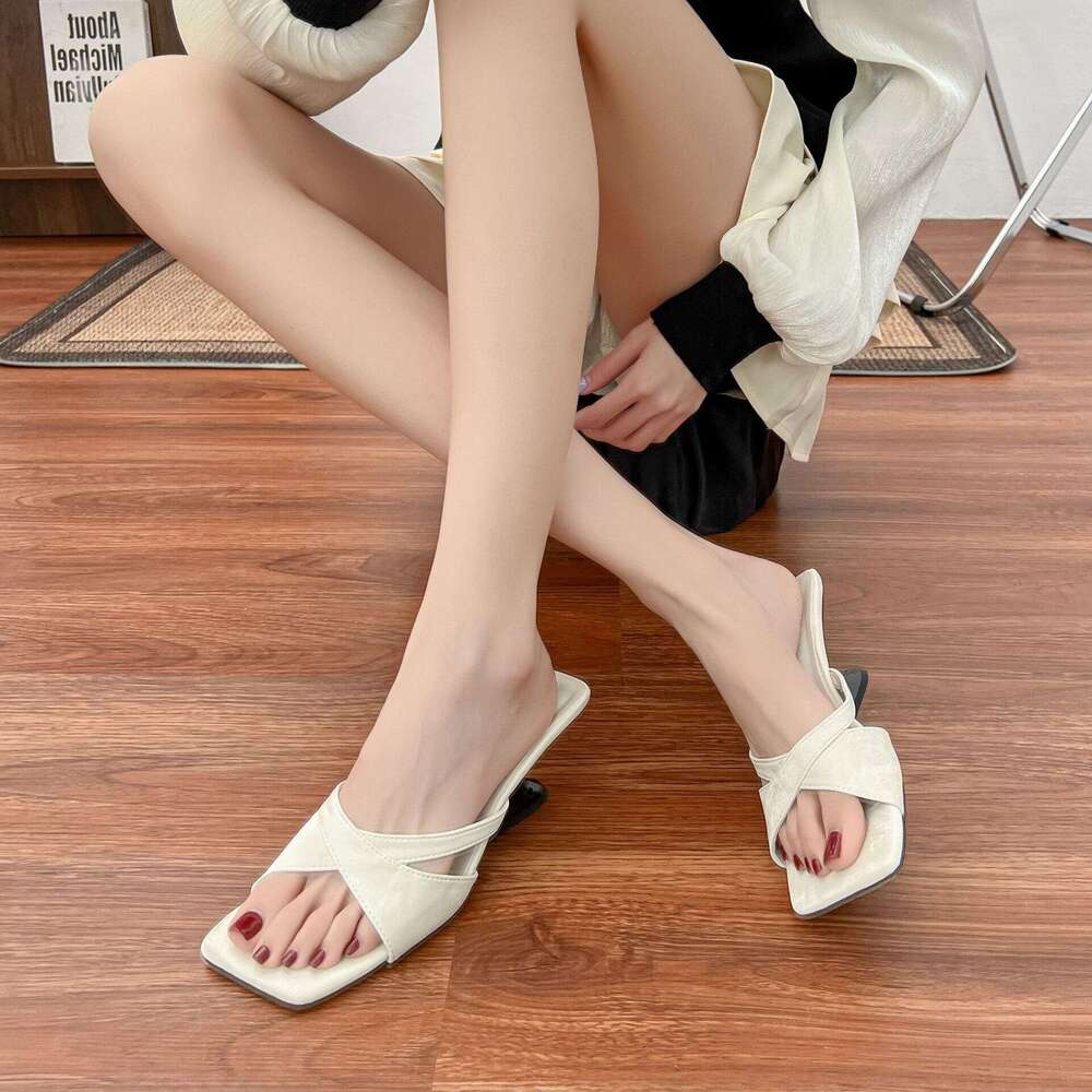 High Heel Sandals for Women, High-End Summer Comfortable Soft Sole Fashion Square Open Toe Breathable Slippers Versatile