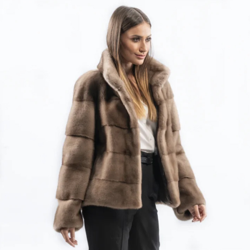 Fur Natural Women, Coat Real Mink for Fur, Short Warm Jacket, Retro Clothes Women, , Jacket,