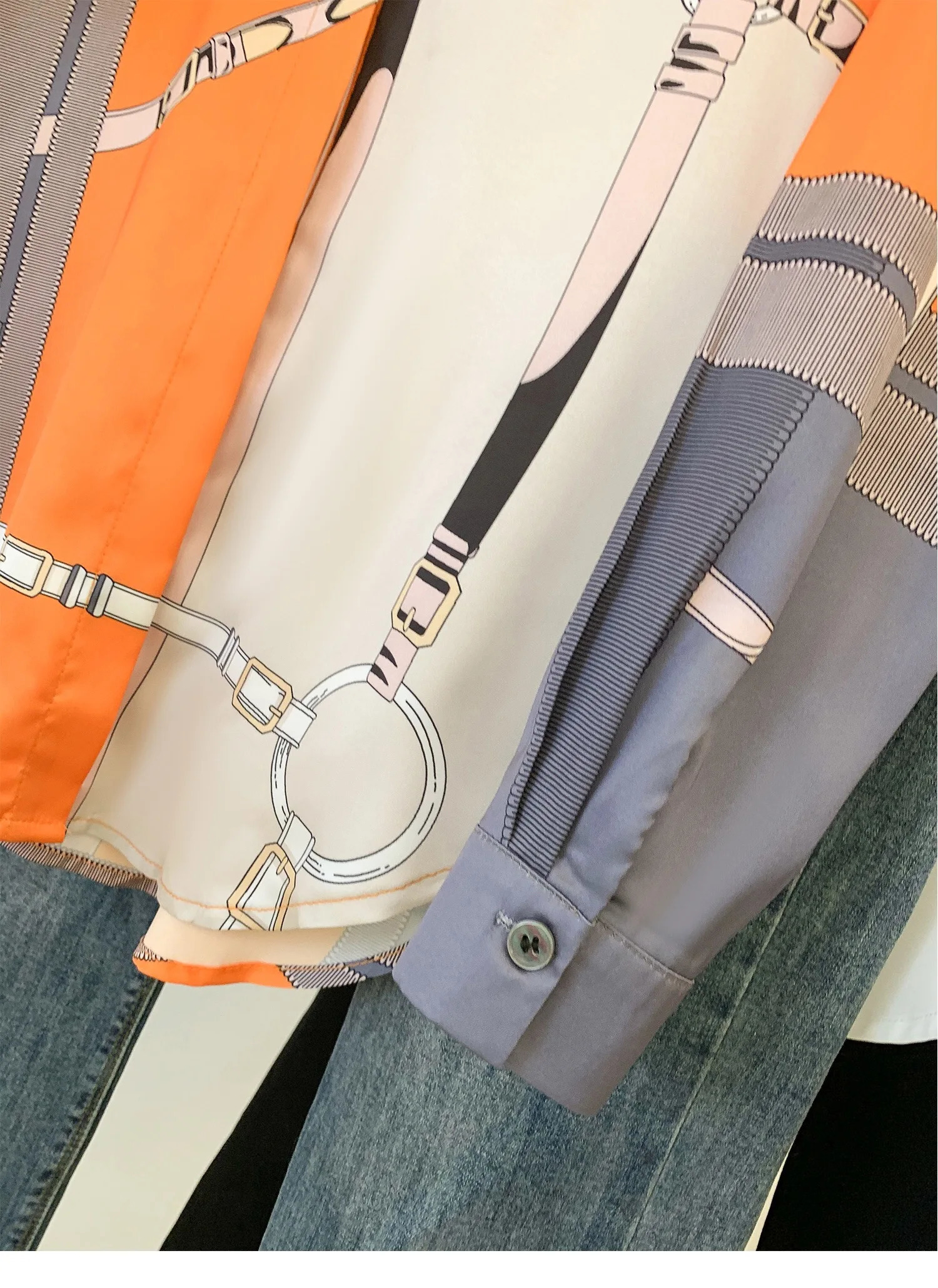 Silk Orange Gray Spring Summer Long Sleeves Shirt For Women Elegant Fashion Lady Top Clothes 250718