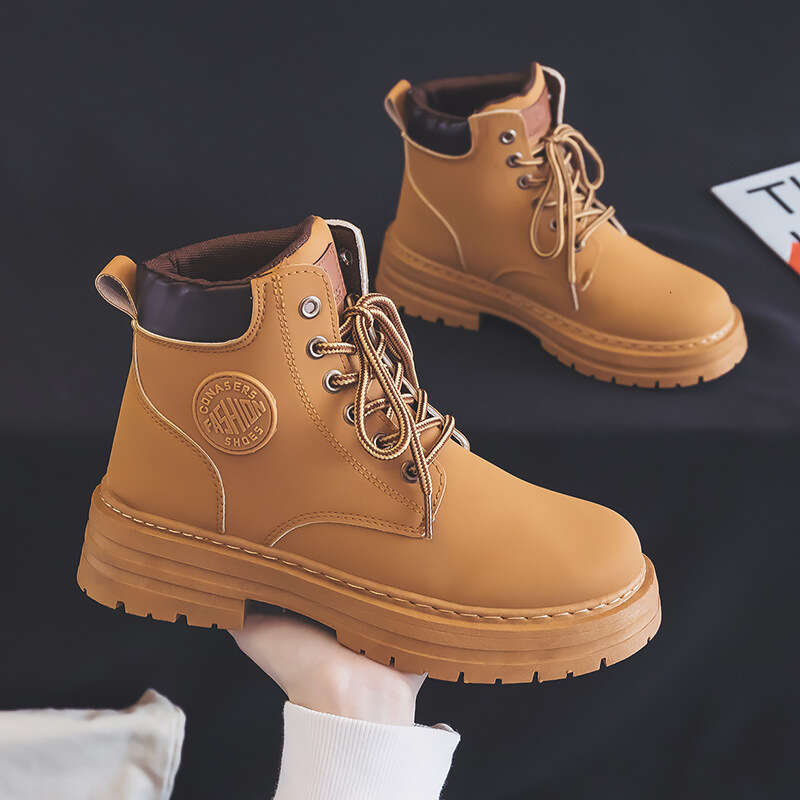 Couple Short New Free shipping British Thick Sole Versatile Motorcycle Martin Same Style Yellow Boots B801