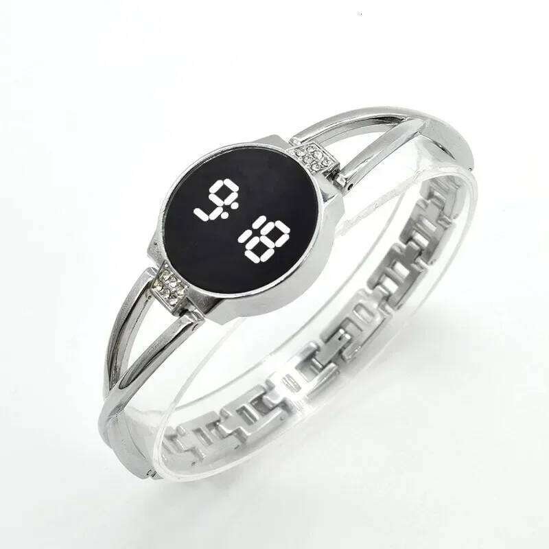 free shipping LED Fashion for Women Touch Screen Time Steel Band Electronic Student Ladies Bracelet Watch Simple Style Watches free