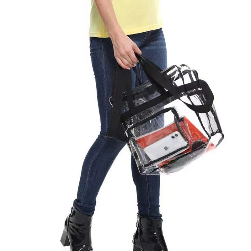 Portable PVC Clear Large Capacity Handbag Womens Fashion Waterproof Casual Simple Crossbody Shoulder Bags Purse Stadium Approve 250714