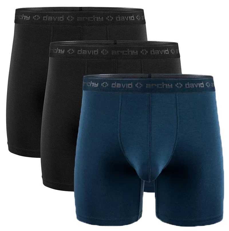 2025 David Archy Mens Underwear Modal Pouches Boxer Briefs With Fly Soft Breathable Dual Pouch Mens Boxers Sweatpants Quick X2507181