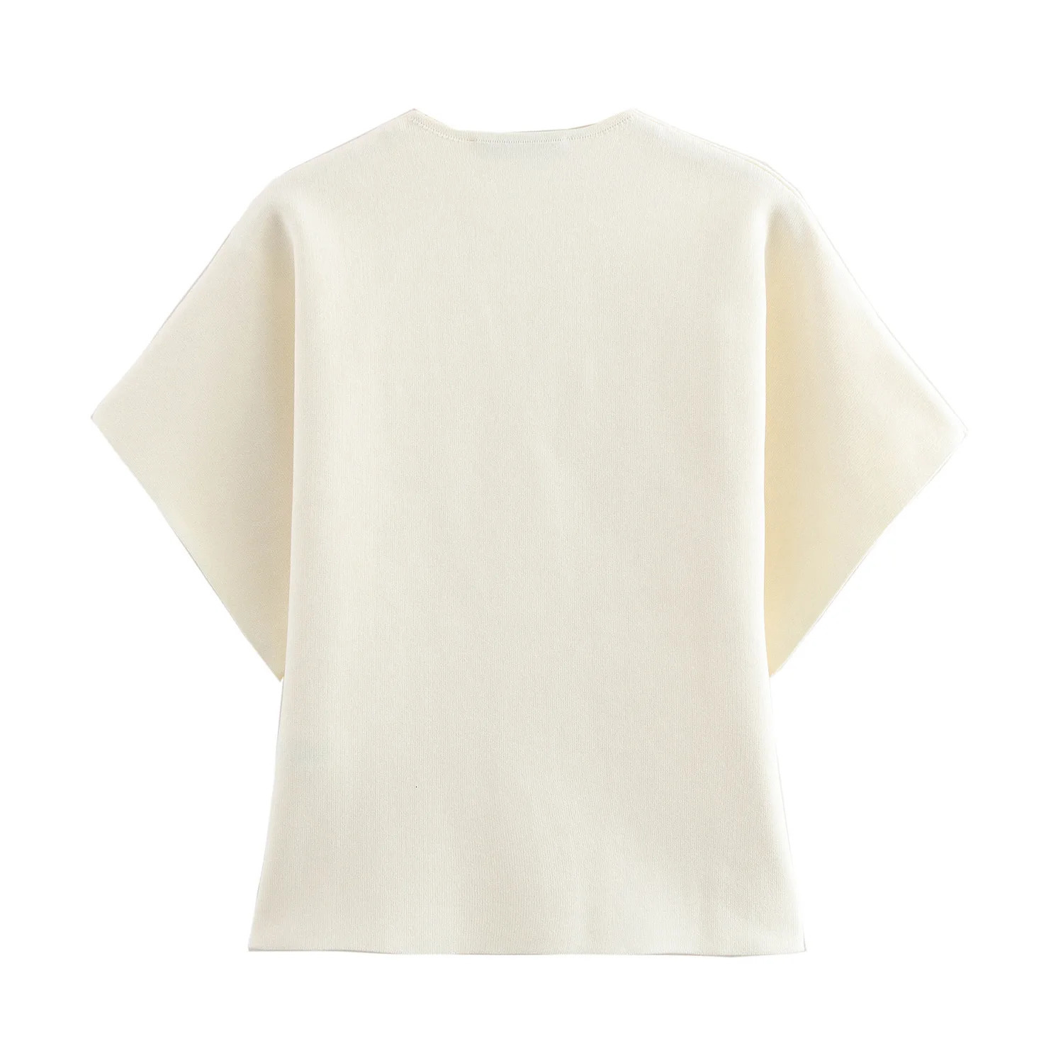 Autumn Womens European and American Style Fashionable FlatNeedle ShortSleeved VNeck Knitted Jacket Street Top 250729