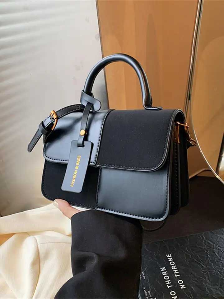 Burgundy PU Leather cross color design niche handbag versatile crossbody small square bag Y250718