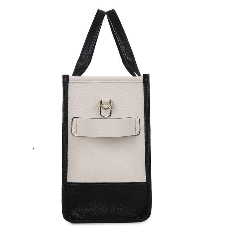 Women's New Double Color Block PU Letter Single Shoulder Crossbody Handbag Fashion Tote Bag