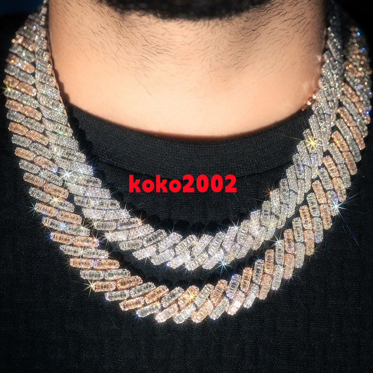 Custom 18MM Big Heavy Iced Out Cuban Necklace Sterling Silver 925 VVS Moissanite Hip Hop Jewelry Cuban Link Chain
