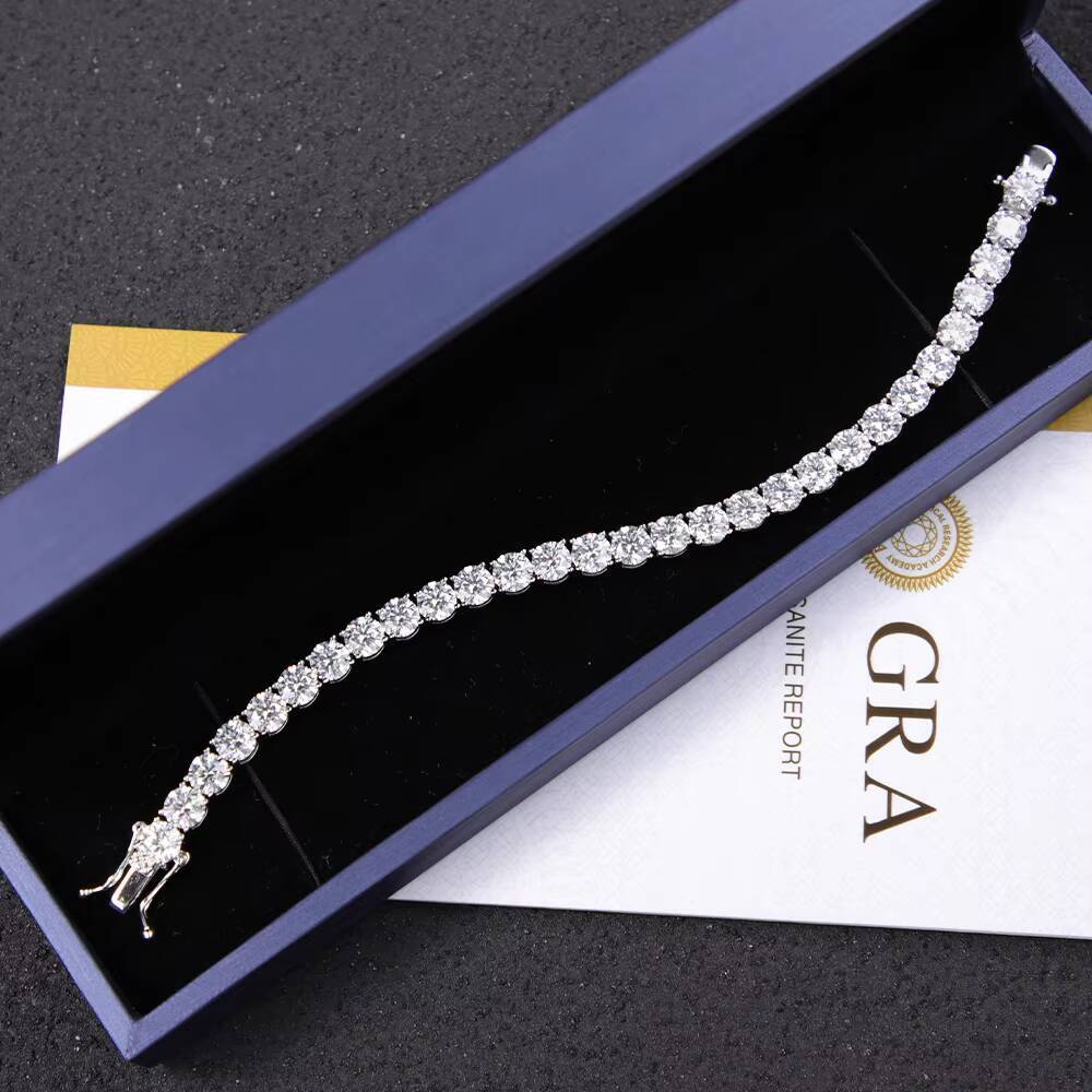 Pass Diamond Test Moissanite Tennis Bracelet 2-6.5mm 925 Sterling Silver Iced Out VVS Moissanite Diamond Tennis Chain Bracelet