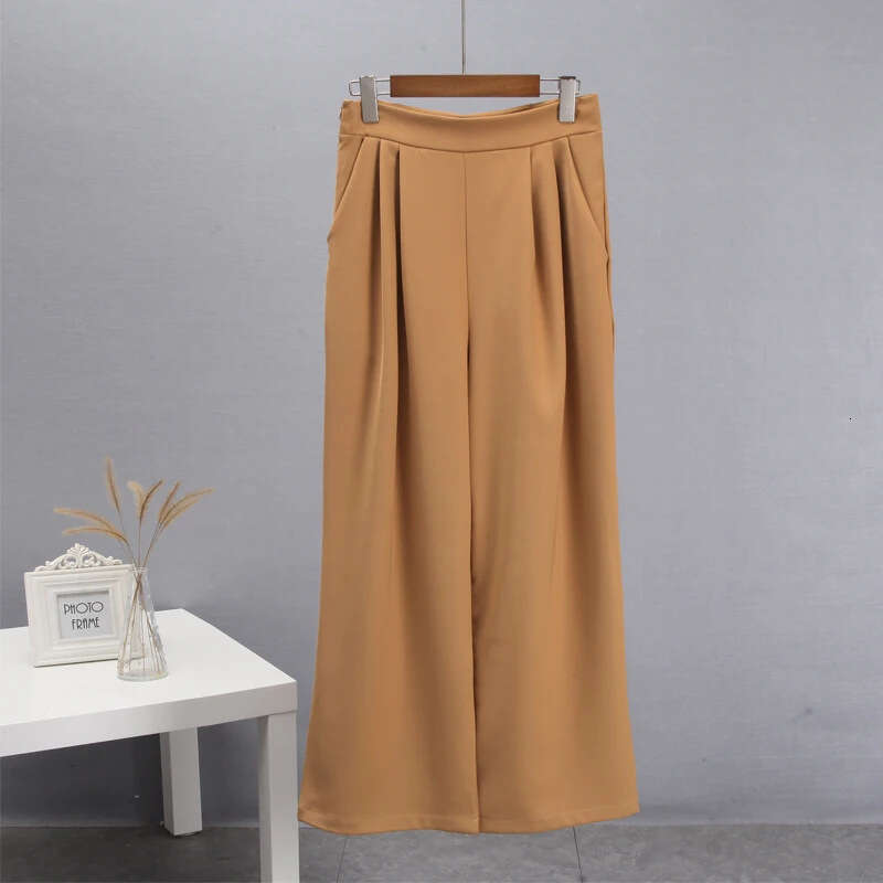 Spring New High Waist Draped Casual Pants Versatile Loose Flared Trousers Women B5