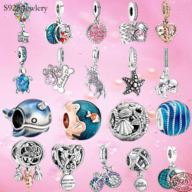 925 Sterling Silver Charm bead fit Charms Bracelet Turtle Starfish Shells Dolphin Dangle charmes DIY Fine Beads Jewelry